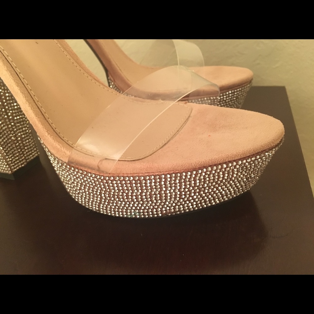Cape Robbin Blush Rhinestone Platform Sandals 8 - image 4